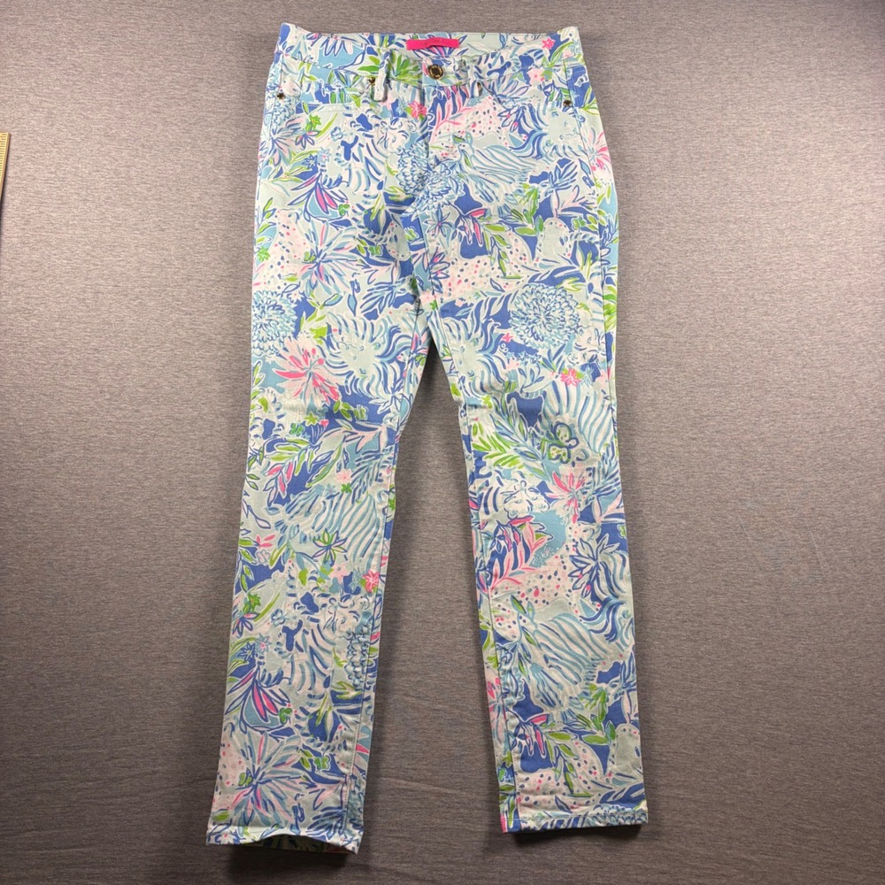 Lilly Pulitzer South Ocean Skinny Pants 6 Floral Tropical Preppy Summer Beach